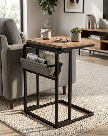 Sivupöytä Hanah Home Brut (40 x 64 x 45 cm) Atlantic Pine Musta - Huonekalut - Pöytä & ruokailuryhmä - Apupöytä & sivupöytä - Tarjotinpöytä & pikkupöytä