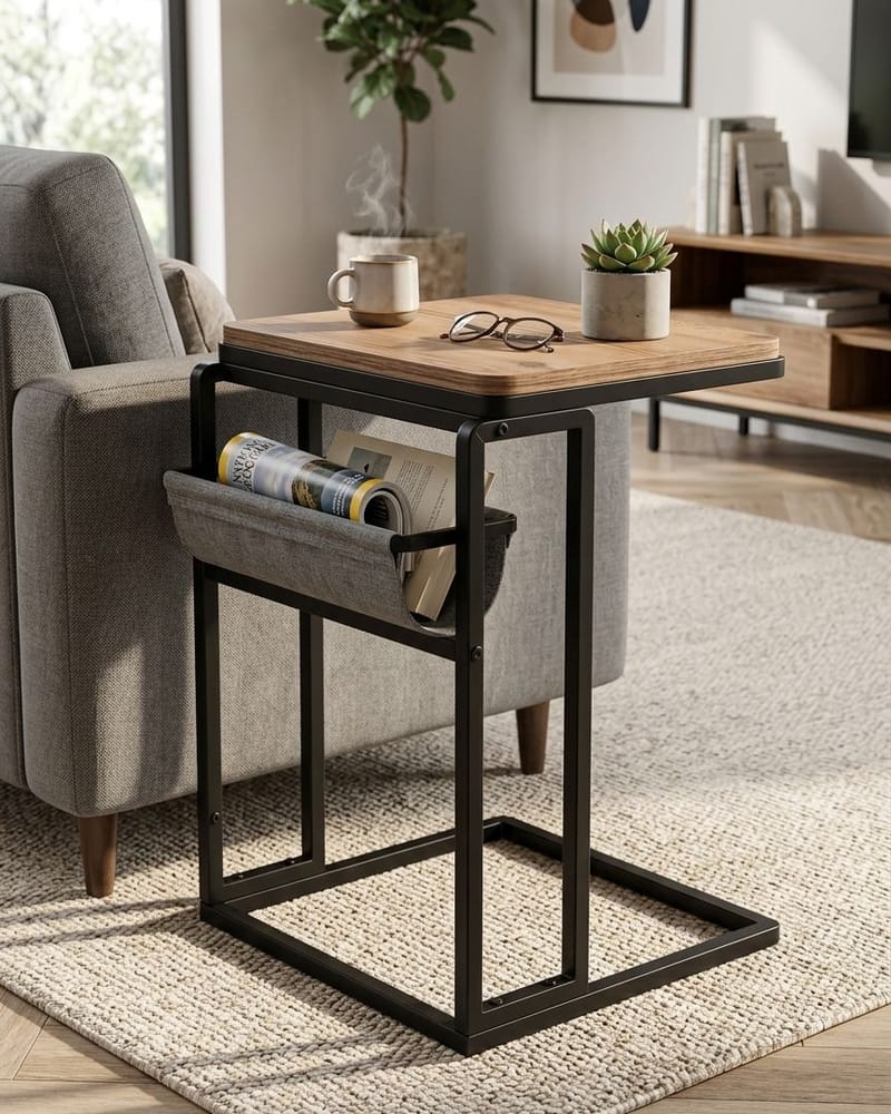 Sivupöytä Hanah Home Brut (40 x 64 x 45 cm) Atlantic Pine Musta - Huonekalut - Pöytä & ruokailuryhmä - Apupöytä & sivupöytä - Tarjotinpöytä & pikkupöytä