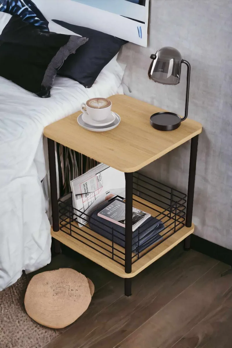 Sivupöytä Hanah Home Haseki (45 x 58 x 38 cm) Sapphire Oak - Sapphire Oak - Huonekalut - Pöytä & ruokailuryhmä - Apupöytä & sivupöytä - Tarjotinpöytä & pikkupöytä