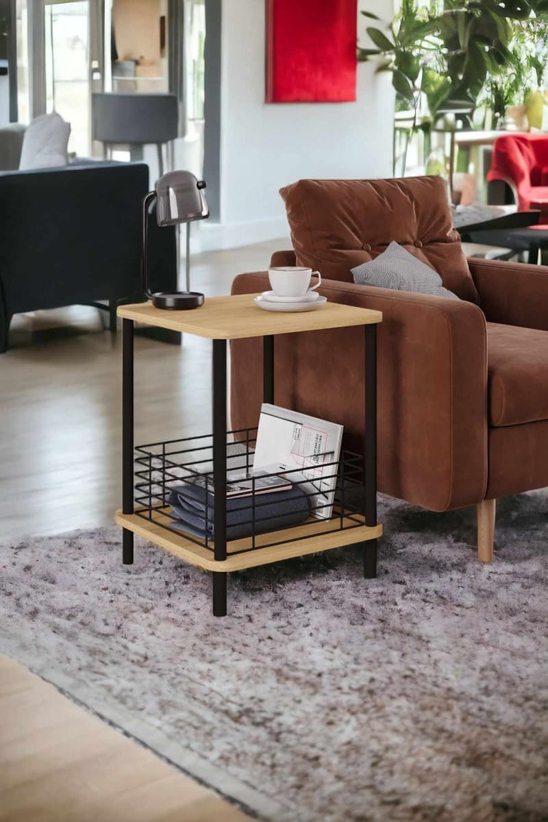 Sivupöytä Hanah Home Haseki (45 x 58 x 38 cm) Sapphire Oak - Sapphire Oak - Huonekalut - Pöytä & ruokailuryhmä - Apupöytä & sivupöytä - Tarjotinpöytä & pikkupöytä