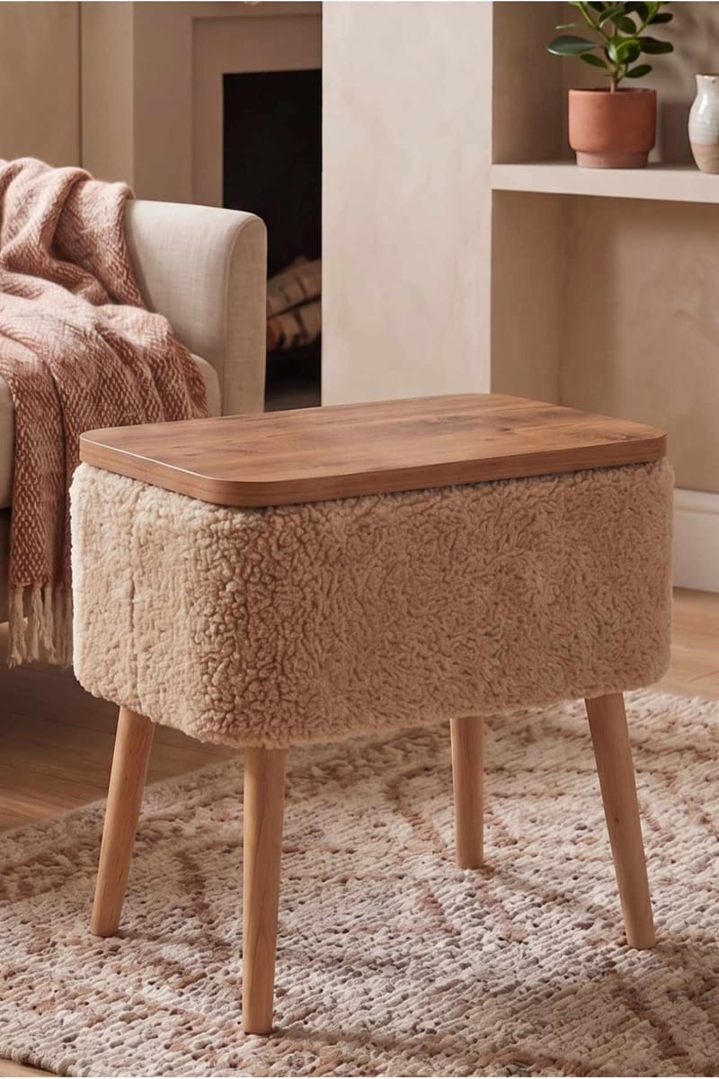 Sivupöytä Hanah Home Parkway Small (60 x 65 x 30 cm) Beige - Beige - Huonekalut - Pöytä & ruokailuryhmä - Apupöytä & sivupöytä - Tarjotinpöytä & pikkupöytä