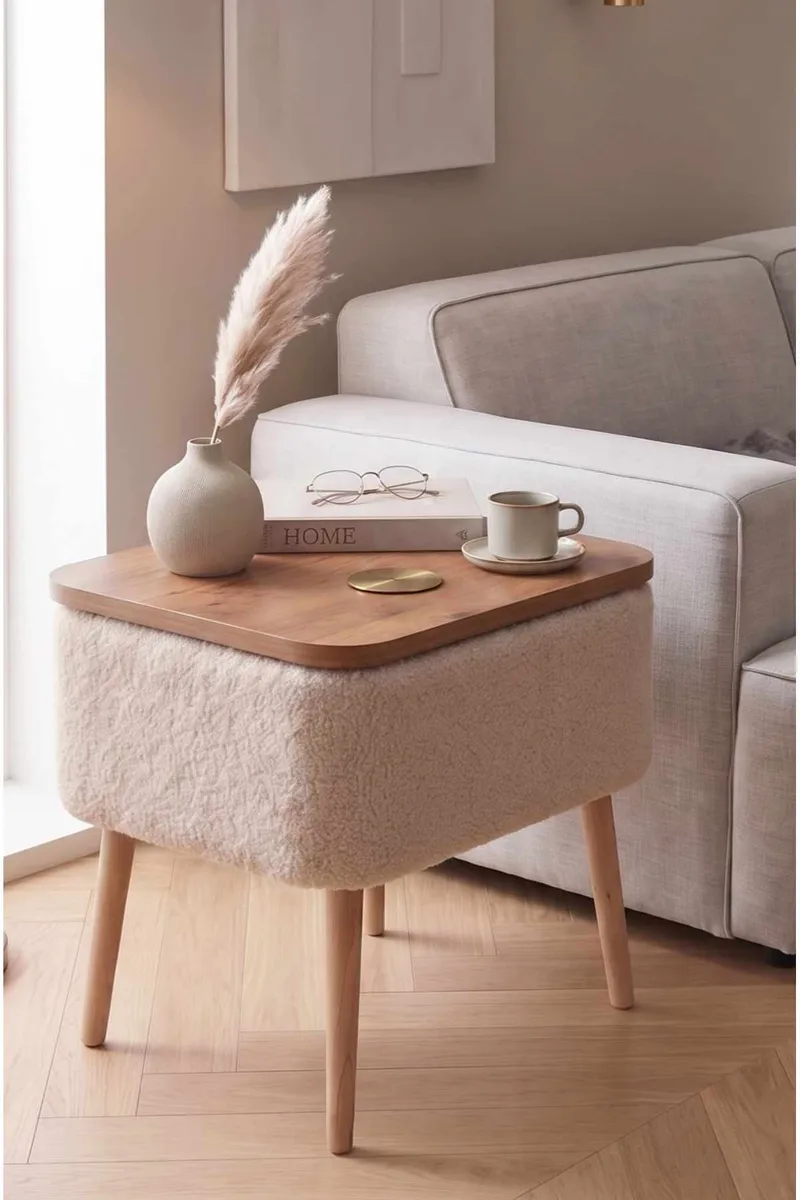 Sivupöytä Hanah Home Parkway Small (60 x 65 x 30 cm) Beige - Beige - Huonekalut - Pöytä & ruokailuryhmä - Apupöytä & sivupöytä - Tarjotinpöytä & pikkupöytä