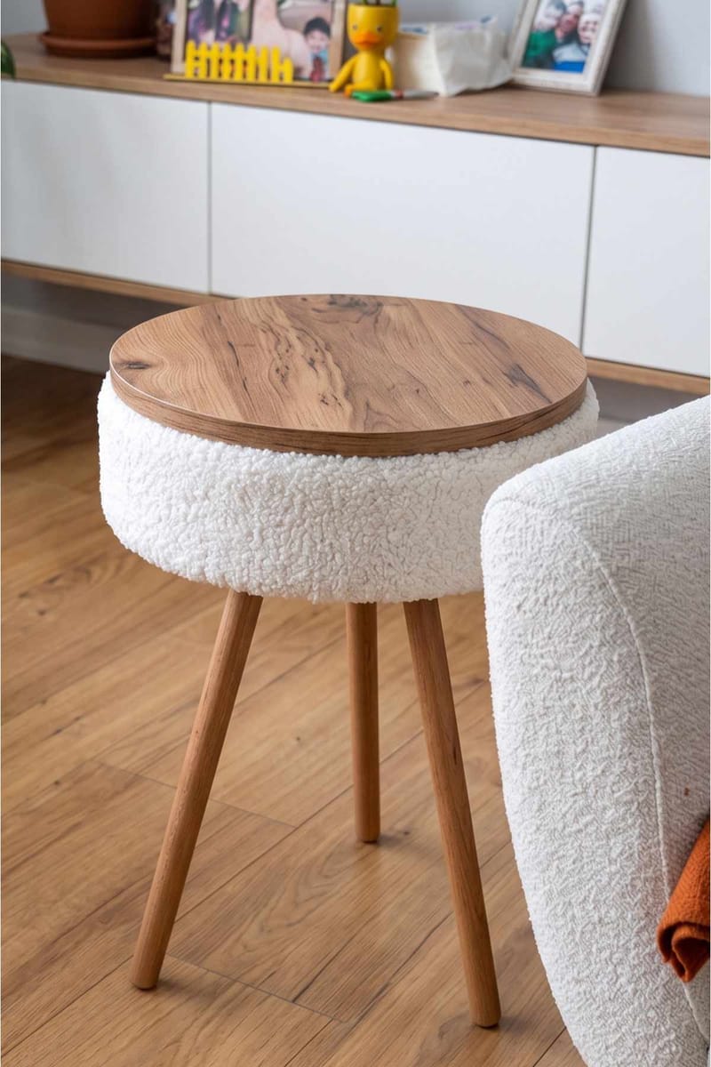Sivupöytä Hanah Home Parkway Mini (Ø33 x K55 cm) Valkoinen - Valkoinen - Huonekalut - Pöytä & ruokailuryhmä - Apupöytä & sivupöytä - Tarjotinpöytä & pikkupöytä