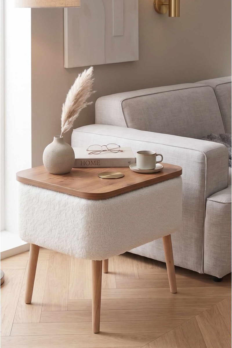 Sivupöytä Hanah Home Parkway Small (60 x 65 x 30 cm) Valkoinen - Valkoinen - Huonekalut - Pöytä & ruokailuryhmä - Apupöytä & sivupöytä - Tarjotinpöytä & pikkupöytä