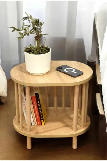 Sivupöytä Hanah Home Pika (45 x 43 x 30 cm) Sapphire Oak - Sapphire Oak - Huonekalut - Pöytä & ruokailuryhmä - Apupöytä & sivupöytä - Tarjotinpöytä & pikkupöytä