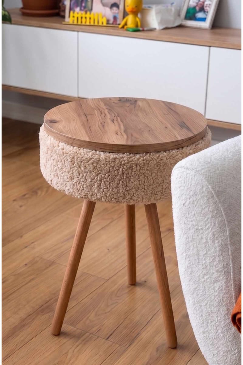 Sivupöytä Hanah Home Parkway Mini (Ø33 x K55 cm) Beige - Beige - Huonekalut - Pöytä & ruokailuryhmä - Apupöytä & sivupöytä - Tarjotinpöytä & pikkupöytä