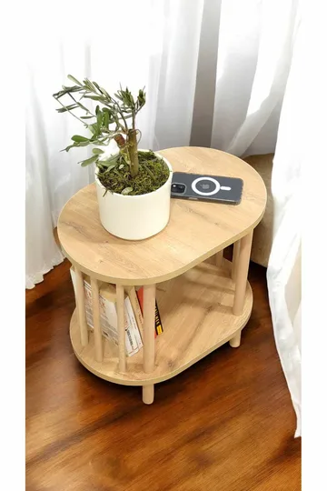 Sivupöytä Hanah Home Pika (45 x 43 x 30 cm) Sapphire Oak - Sapphire Oak - Huonekalut - Pöytä & ruokailuryhmä - Apupöytä & sivupöytä - Tarjotinpöytä & pikkupöytä