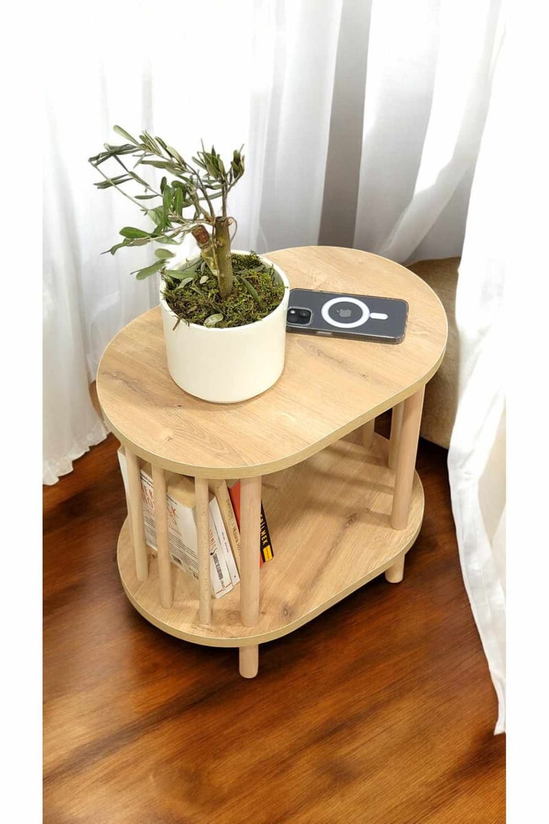 Sivupöytä Hanah Home Pika (45 x 43 x 30 cm) Sapphire Oak - Sapphire Oak - Huonekalut - Pöytä & ruokailuryhmä - Apupöytä & sivupöytä - Tarjotinpöytä & pikkupöytä