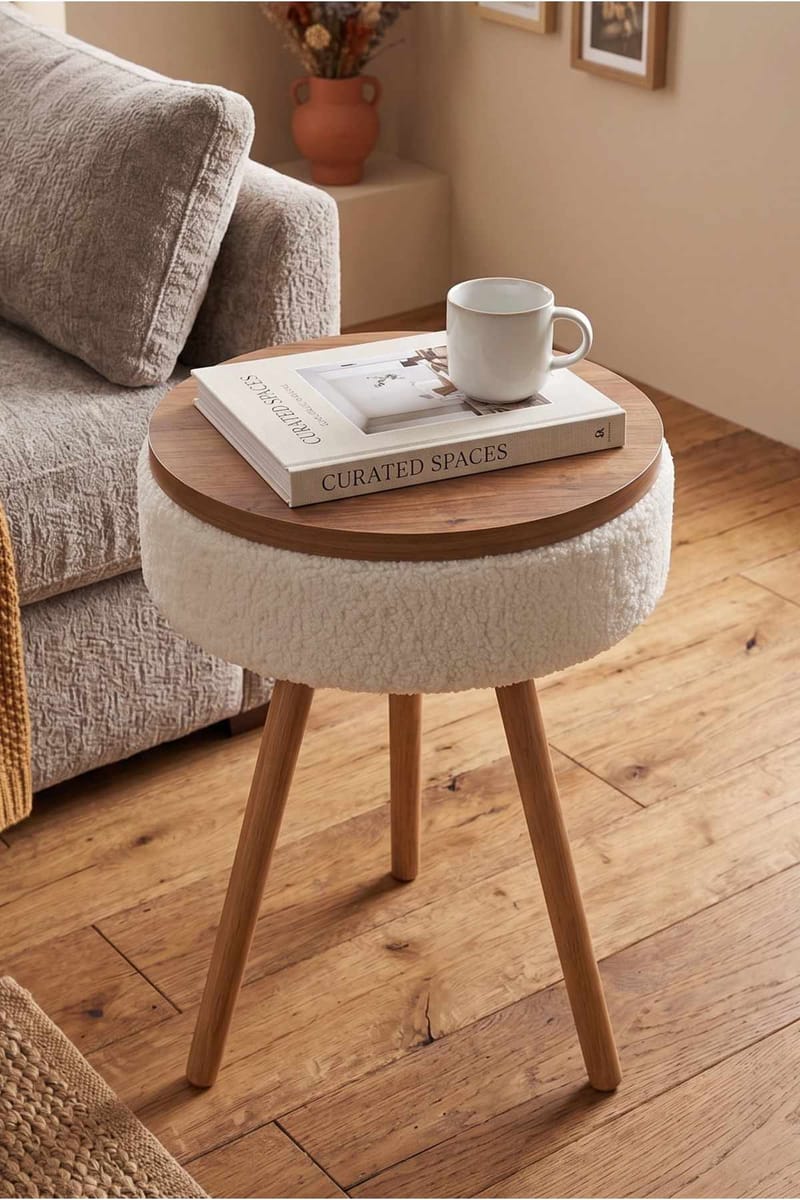 Sivupöytä Hanah Home Parkway Mini (Ø33 x K55 cm) Valkoinen - Valkoinen - Huonekalut - Pöytä & ruokailuryhmä - Apupöytä & sivupöytä - Tarjotinpöytä & pikkupöytä