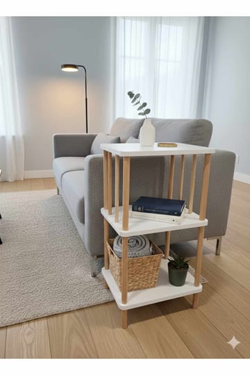 Sivupöytä Hanah Home Pika Tray (40 x 75 x 30 cm) Valkoinen - Valkoinen - Huonekalut - Pöytä & ruokailuryhmä - Apupöytä & sivupöytä - Tarjotinpöytä & pikkupöytä