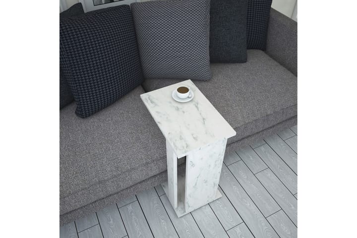 Sivupöytä Kyrkbyn - Valkoinen/Marmori - Tarjotinpöytä & pikkupöytä - Lamppupöytä