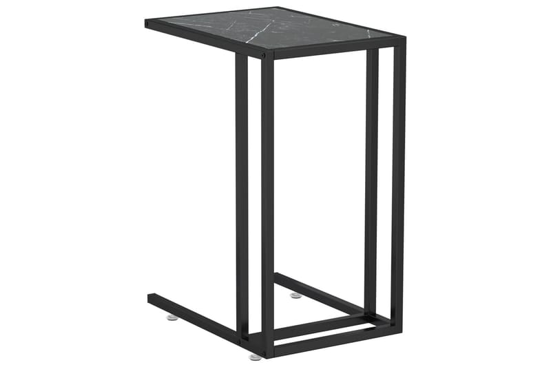 Sivupöytä läppärille musta marmori 50x35x65 cm karkaistu las - Musta - Huonekalut - Pöytä & ruokailuryhmä - Apupöytä & sivupöytä - Lamppupöytä