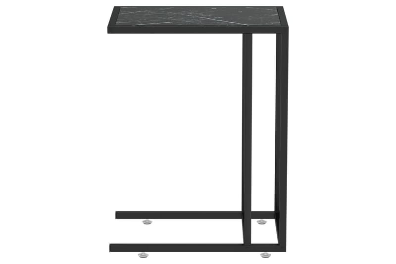 Sivupöytä läppärille musta marmori 50x35x65 cm karkaistu las - Musta - Huonekalut - Pöytä & ruokailuryhmä - Apupöytä & sivupöytä - Lamppupöytä