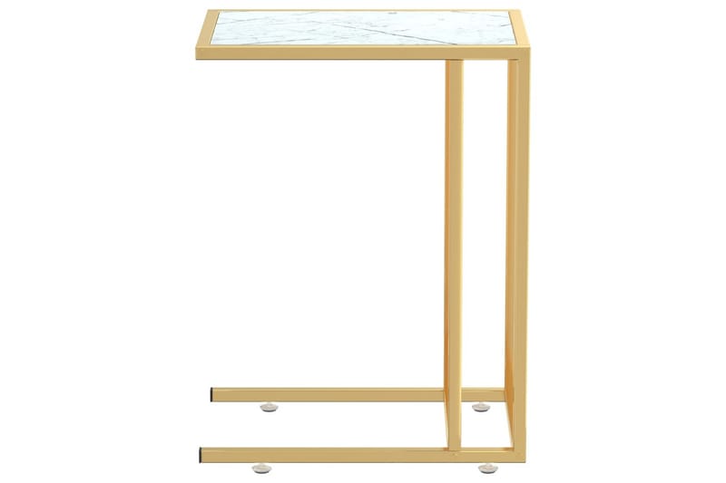 Sivupöytä läppärille valk. marmori 50x35x65 cm karkaistu las - Valkoinen - Huonekalut - Pöytä & ruokailuryhmä - Apupöytä & sivupöytä - Lamppupöytä