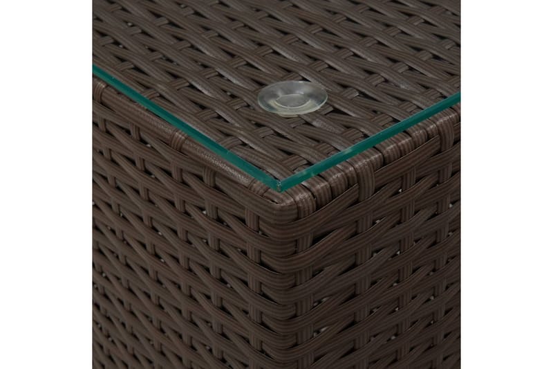 Sivupöytä lasipöytälevy ruskea 35x35x52 cm polyrottinki - Ruskea - Huonekalut - Pöytä & ruokailuryhmä - Apupöytä & sivupöytä - Lamppupöytä