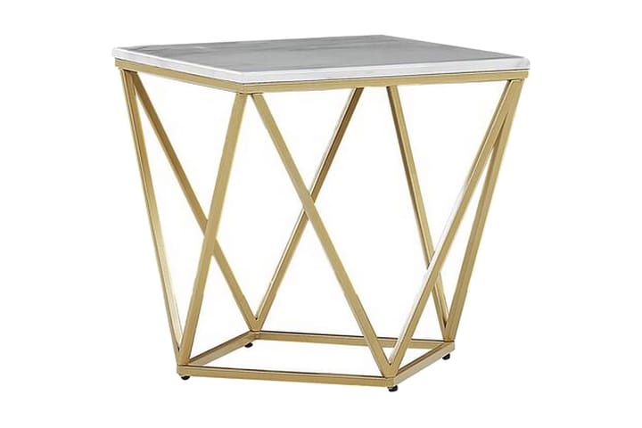 Sivupöytä Losleones 50 cm - Valkoinen/Kulta - Lamppupöytä - Tarjotinpöytä & pikkupöytä