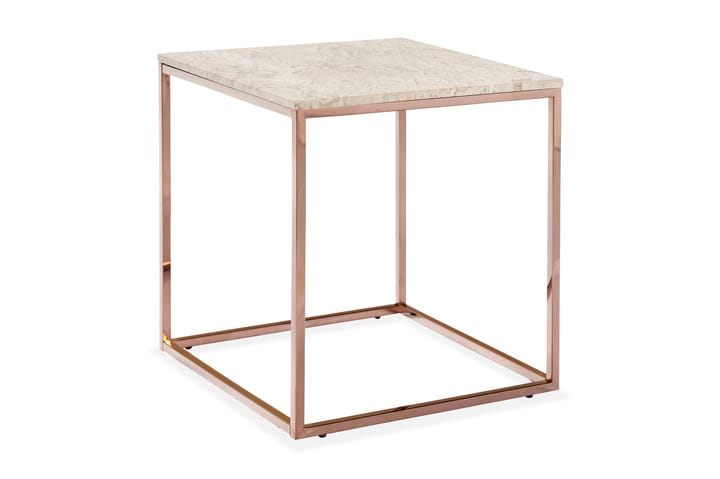 Sivupöytä Titania 45 cm Marmori - Beige/Kupari - Tarjotinpöytä & pikkupöytä - Marmoripöydät - Lamppupöytä