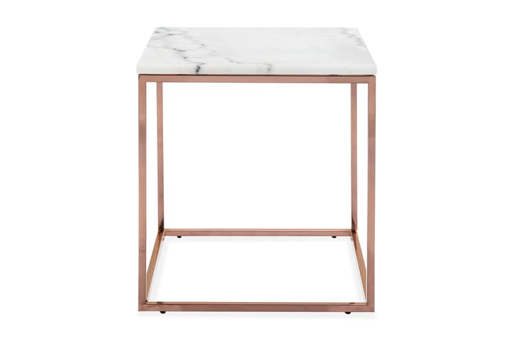 Sivupöytä Titania 45 cm Marmori - Valkoinen/Kupari - Tarjotinpöytä & pikkupöytä - Marmoripöydät - Lamppupöytä