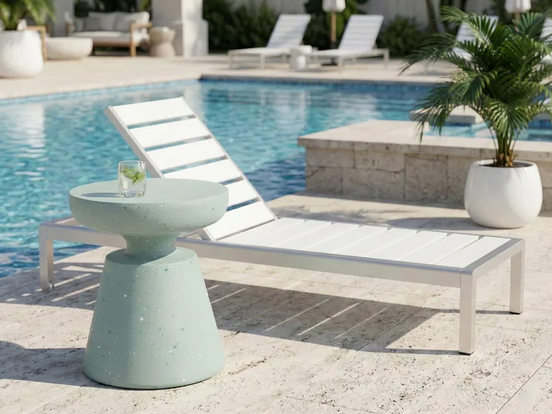 Sivupöytä ulos Mincio 45 cm terrazzoefekti - Vihreä - Puutarhakalusteet - Terassipöydät - Sivupöydät ulos