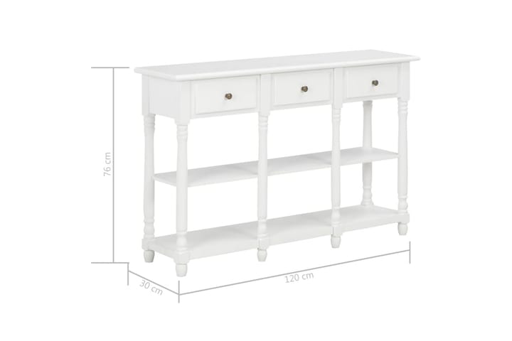 Sivupöytä valkoinen 120x30x76 cm MDF - Valkoinen - Konsolipöytä - Eteispöytä