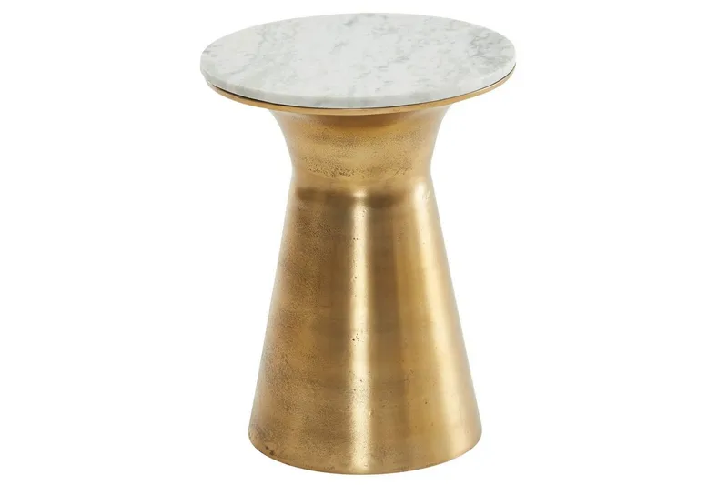 Sivupöytä Wohnling Aito marmori, pyöreä, 35 cm, kultainen jalusta, moderni, undefined