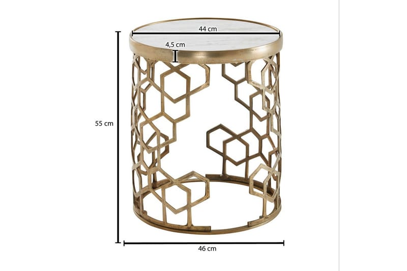 Sivupöytä Wohnling Aito marmori, pyöreä, 44 cm, kennokuvioinen jalusta, moderni - Huonekalut - Pöytä & ruokailuryhmä - Apupöytä & sivupöytä - Tarjotinpöytä & pikkupöytä