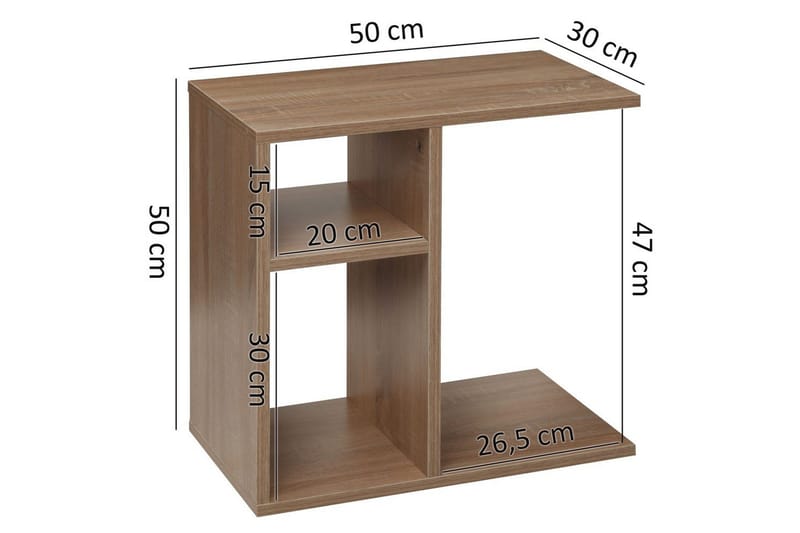 Sivupöytä Wohnling foliopäällystetty lastulevy 50 cm, moderni loft-tyyli Sonoma - Sonoma - Huonekalut - Pöytä & ruokailuryhmä - Apupöytä & sivupöytä - Tarjotinpöytä & pikkupöytä