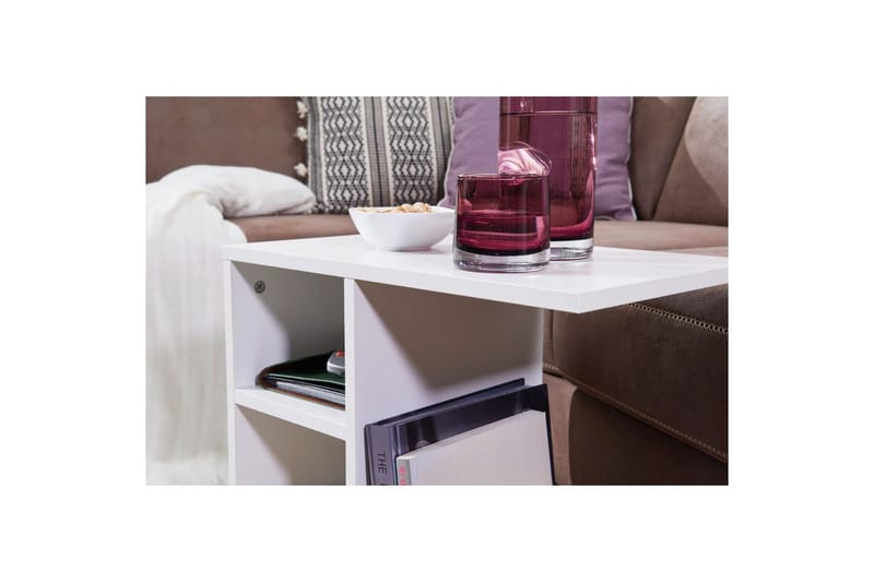 Sivupöytä Wohnling foliopäällystetty lastulevy 50 cm, moderni loft-tyyli Valkoinen - Valkoinen - Huonekalut - Pöytä & ruokailuryhmä - Apupöytä & sivupöytä - Tarjotinpöytä & pikkupöytä