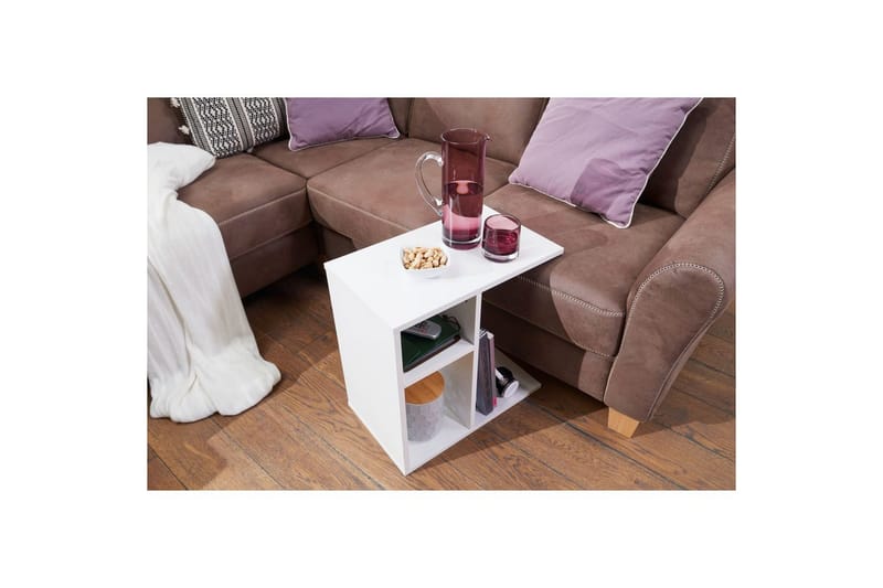 Sivupöytä Wohnling foliopäällystetty lastulevy 50 cm, moderni loft-tyyli Valkoinen - Valkoinen - Huonekalut - Pöytä & ruokailuryhmä - Apupöytä & sivupöytä - Tarjotinpöytä & pikkupöytä