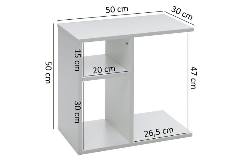 Sivupöytä Wohnling foliopäällystetty lastulevy 50 cm, moderni loft-tyyli Valkoinen - Valkoinen - Huonekalut - Pöytä & ruokailuryhmä - Apupöytä & sivupöytä - Tarjotinpöytä & pikkupöytä