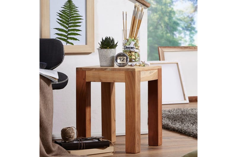 Sivupöytä Wohnling kokopuuta 35x35cm puujaloilla, maalaismainen tyyli Akaasia - Akaasia - Huonekalut - Pöytä & ruokailuryhmä - Apupöytä & sivupöytä - Tarjotinpöytä & pikkupöytä