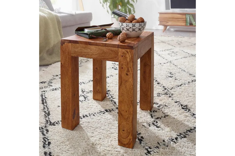 Sivupöytä Wohnling kokopuuta 35x35cm puujaloilla, maalaismainen tyyli Ruusu puu - Ruusu puu - Huonekalut - Pöytä & ruokailuryhmä - Apupöytä & sivupöytä - Tarjotinpöytä & pikkupöytä