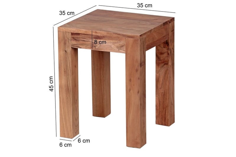 Sivupöytä Wohnling kokopuuta 35x35cm puujaloilla, maalaismainen tyyli Akaasia - Akaasia - Huonekalut - Pöytä & ruokailuryhmä - Apupöytä & sivupöytä - Tarjotinpöytä & pikkupöytä