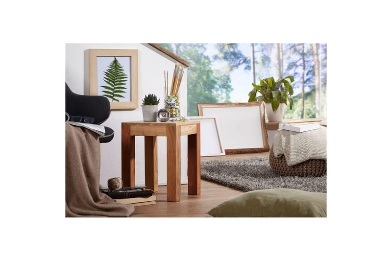 Sivupöytä Wohnling kokopuuta 35x35cm puujaloilla, maalaismainen tyyli Akaasia - Akaasia - Huonekalut - Pöytä & ruokailuryhmä - Apupöytä & sivupöytä - Tarjotinpöytä & pikkupöytä