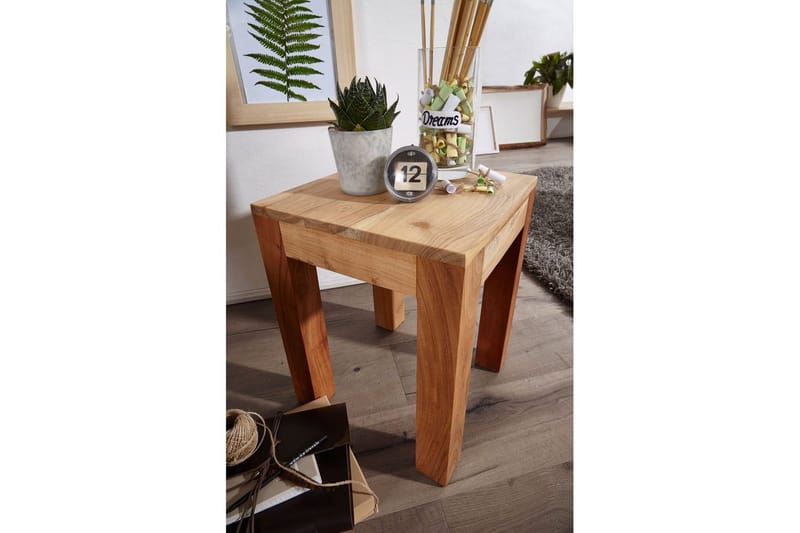 Sivupöytä Wohnling kokopuuta 35x35cm puujaloilla, maalaismainen tyyli Akaasia - Akaasia - Huonekalut - Pöytä & ruokailuryhmä - Apupöytä & sivupöytä - Tarjotinpöytä & pikkupöytä