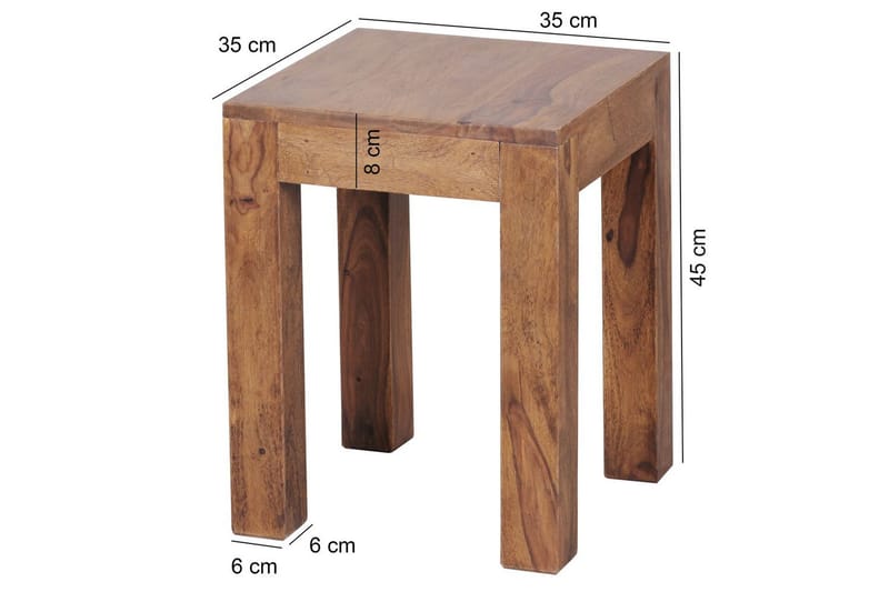 Sivupöytä Wohnling kokopuuta 35x35cm puujaloilla, maalaismainen tyyli Ruusu puu - Ruusu puu - Huonekalut - Pöytä & ruokailuryhmä - Apupöytä & sivupöytä - Tarjotinpöytä & pikkupöytä