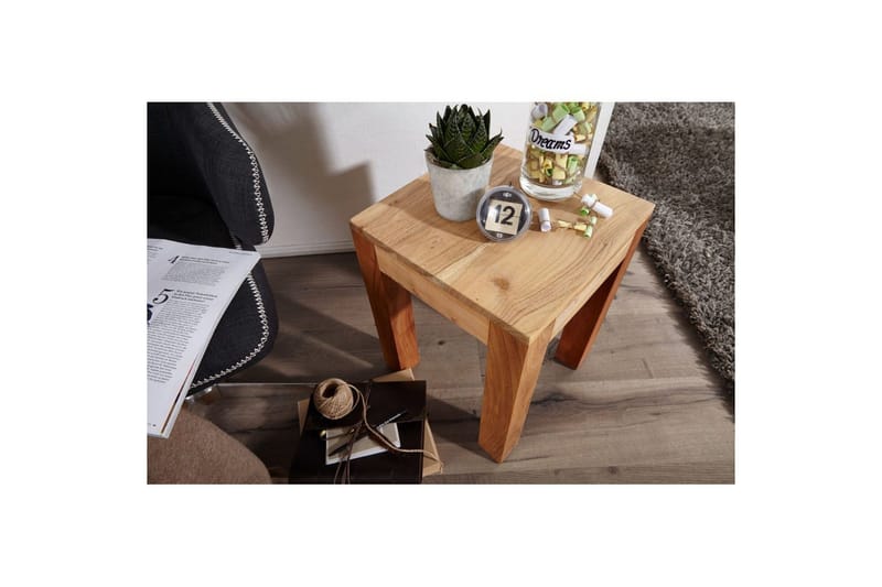 Sivupöytä Wohnling kokopuuta 35x35cm puujaloilla, maalaismainen tyyli Akaasia - Akaasia - Huonekalut - Pöytä & ruokailuryhmä - Apupöytä & sivupöytä - Tarjotinpöytä & pikkupöytä