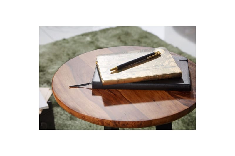 Sivupöytä Wohnling kokopuuta musta metallikehys 35 cm pyöreä, teollinen loft-tyyli 45 cm - 45 cm - Huonekalut - Pöytä & ruokailuryhmä - Apupöytä & sivupöytä - Tarjotinpöytä & pikkupöytä