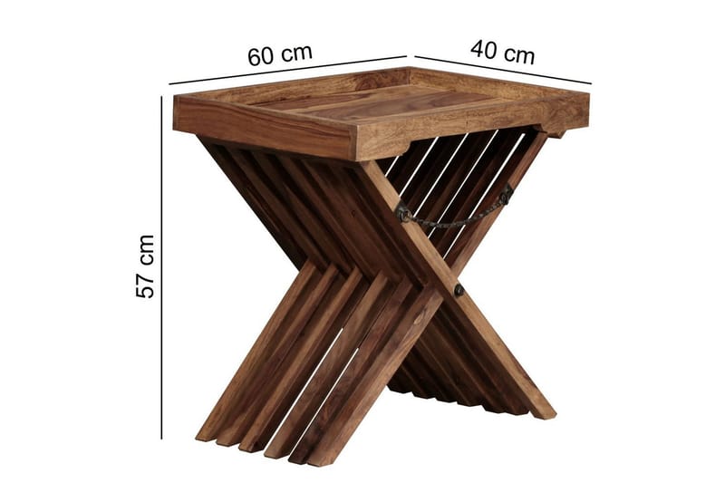 Sivupöytä Wohnling Maalaistyylinen massiivipuu, kokoontaitettava ristijalka, maalaistalo - Huonekalut - Pöytä & ruokailuryhmä - Apupöytä & sivupöytä - Tarjotinpöytä & pikkupöytä