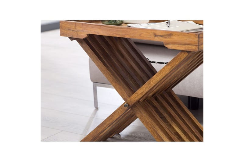 Sivupöytä Wohnling Maalaistyylinen massiivipuu, kokoontaitettava ristijalka, maalaistalo - Huonekalut - Pöytä & ruokailuryhmä - Apupöytä & sivupöytä - Tarjotinpöytä & pikkupöytä