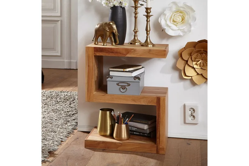 Sivupöytä Wohnling Massiivipuu, S kuutio, maalaistyylinen Akaasia - Akaasia - Huonekalut - Pöytä & ruokailuryhmä - Apupöytä & sivupöytä - Tarjotinpöytä & pikkupöytä