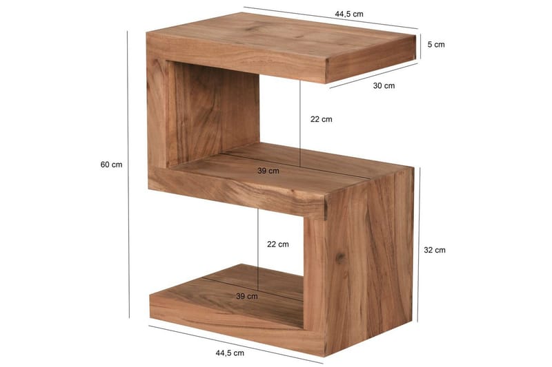 Sivupöytä Wohnling Massiivipuu, S kuutio, maalaistyylinen Akaasia - Akaasia - Huonekalut - Pöytä & ruokailuryhmä - Apupöytä & sivupöytä - Tarjotinpöytä & pikkupöytä
