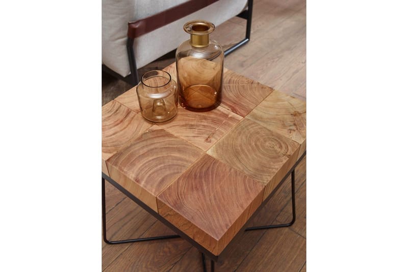 Sivupöytä Wohnling Massiivipuu Lohkotyyli Jauhemaalattu Metallikehys Teollisuus - Huonekalut - Pöytä & ruokailuryhmä - Apupöytä & sivupöytä - Tarjotinpöytä & pikkupöytä