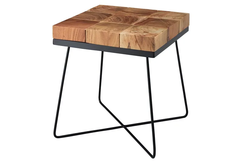 Sivupöytä Wohnling Massiivipuu Lohkotyyli Jauhemaalattu Metallikehys Teollisuus, undefined