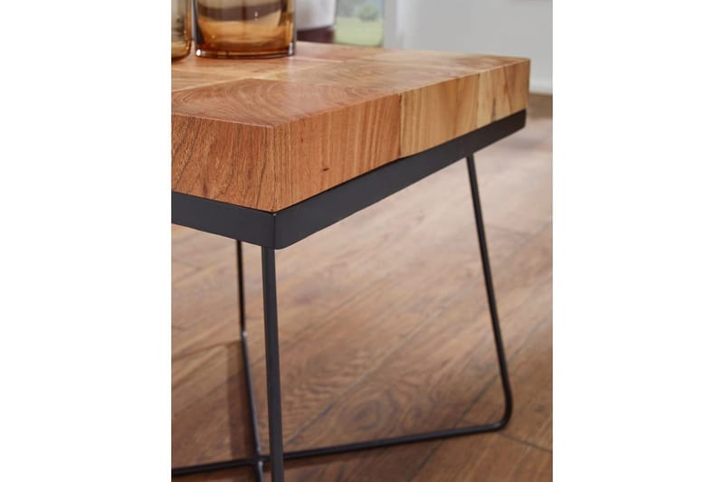 Sivupöytä Wohnling Massiivipuu Lohkotyyli Jauhemaalattu Metallikehys Teollisuus - Huonekalut - Pöytä & ruokailuryhmä - Apupöytä & sivupöytä - Tarjotinpöytä & pikkupöytä
