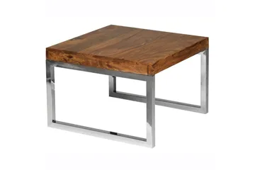 Sivupöytä Wohnling massivipuuta, neliö metallisilla kromijaloilla, maalaismainen tyyli 60x60 cm - 60x60 cm - Huonekalut - Pöytä & ruokailuryhmä - Apupöytä & sivupöytä - Tarjotinpöytä & pikkupöytä