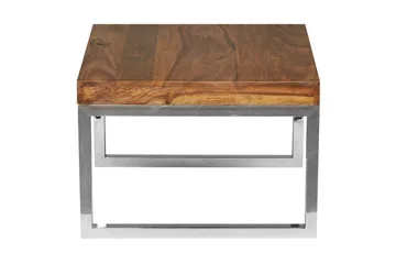 Sivupöytä Wohnling massivipuuta, neliö metallisilla kromijaloilla, maalaismainen tyyli 60x60 cm - 60x60 cm - Huonekalut - Pöytä & ruokailuryhmä - Apupöytä & sivupöytä - Tarjotinpöytä & pikkupöytä