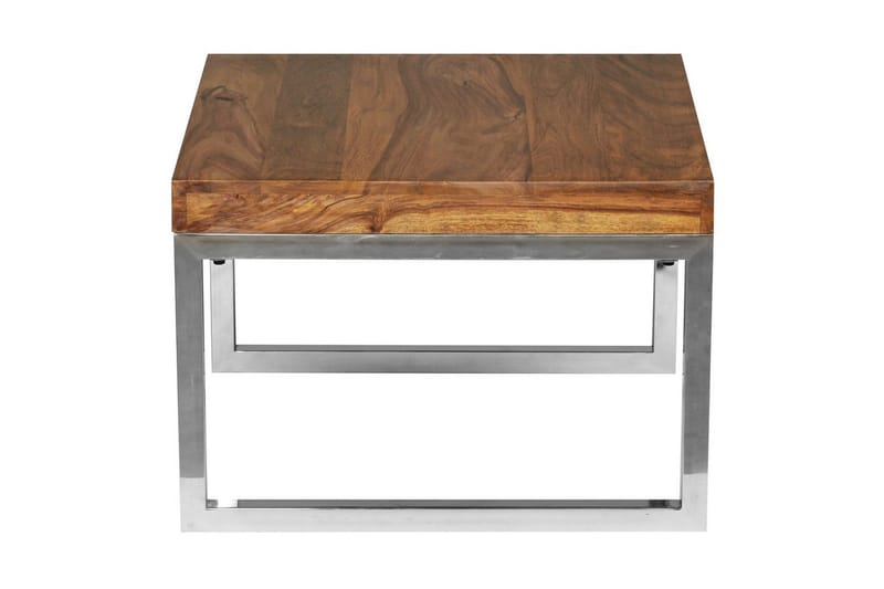 Sivupöytä Wohnling massivipuuta, neliö metallisilla kromijaloilla, maalaismainen tyyli 60x60 cm - 60x60 cm - Huonekalut - Pöytä & ruokailuryhmä - Apupöytä & sivupöytä - Tarjotinpöytä & pikkupöytä