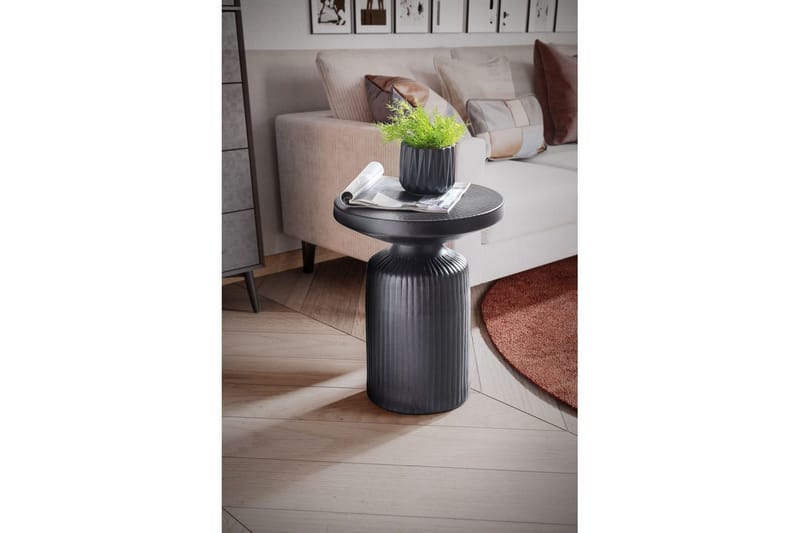 Sivupöytä Wohnling Metalli pyöreä 40 cm musta vasarointi ilme teollinen - Huonekalut - Pöytä & ruokailuryhmä - Apupöytä & sivupöytä - Tarjotinpöytä & pikkupöytä