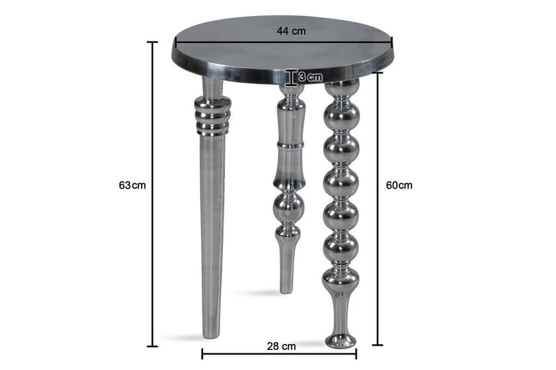 Sivupöytä Wohnling Metalli pyöreä 44 cm kolmella eri jalalla moderni - Huonekalut - Pöytä & ruokailuryhmä - Apupöytä & sivupöytä - Tarjotinpöytä & pikkupöytä